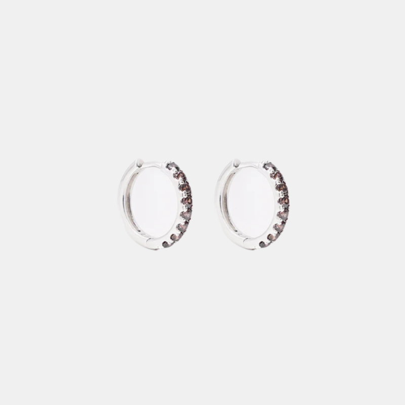 MINI HOOP 12mm IN BROWN SILVER