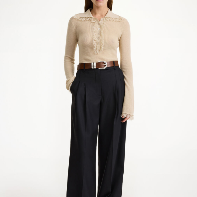 CYMBARIA HIGH-WAIST TROUSERS IN BLACK