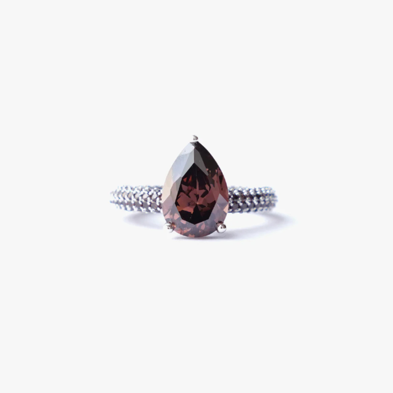 MEGA DROP RING IN BROWN SILVER
