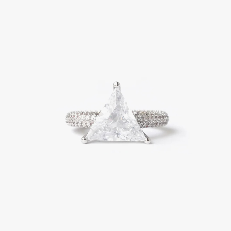 MEGA TRIANGLE RING IN WHITE SILVER