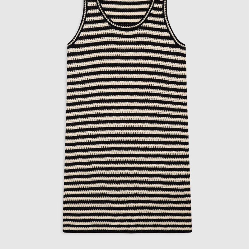 ARIE DRESS IN BLACK AND IVORY STRIPE