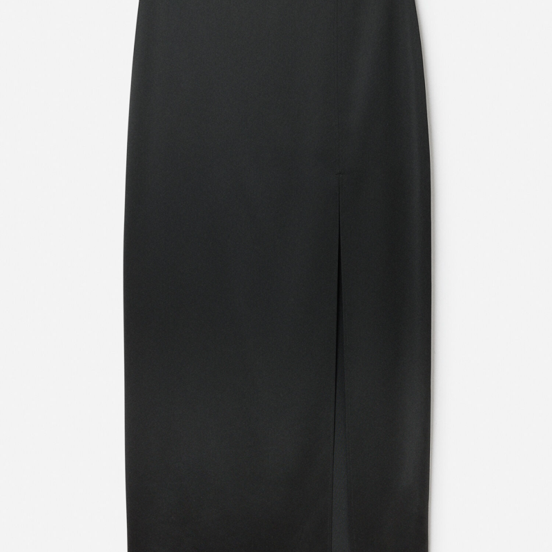 SATIN SLIP SKIRT IN BLACK