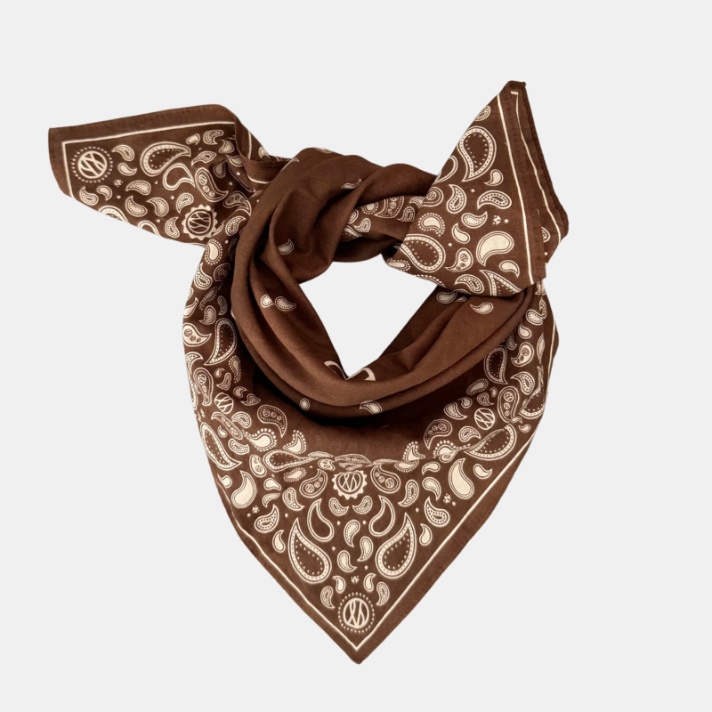 LE SCARF COTTON PAISLEY IN BROWN 55X55