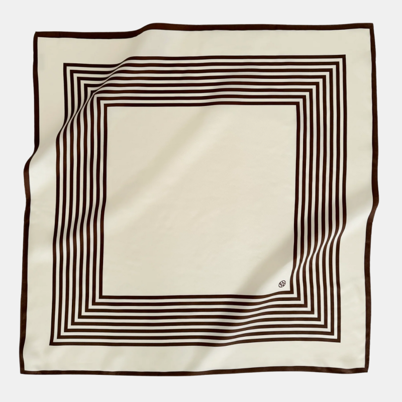 STRIPED SCARF IN CREAM MOCHA MOUSSE