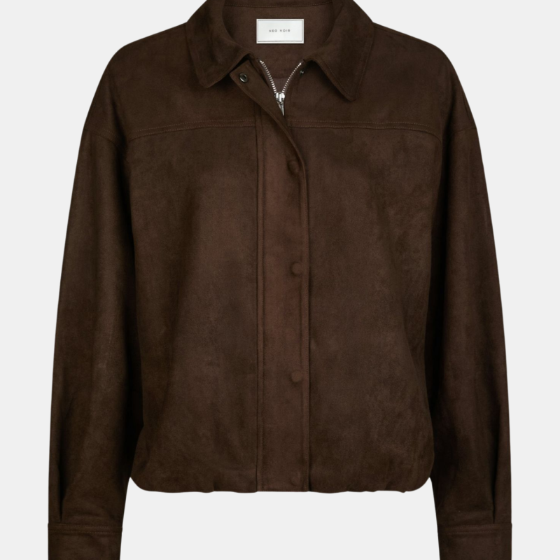 NEO NOIR RUBBY FAUX SUEDE JACKET DARK BROWN