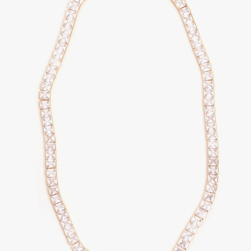 THICK SQUARE TENNIS NECKLACE IN WHITE GOLD