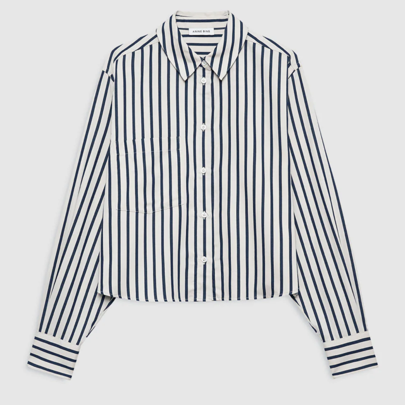 ANINE BING ESSIE CROPPED SHIRT MARITIME STRIPE