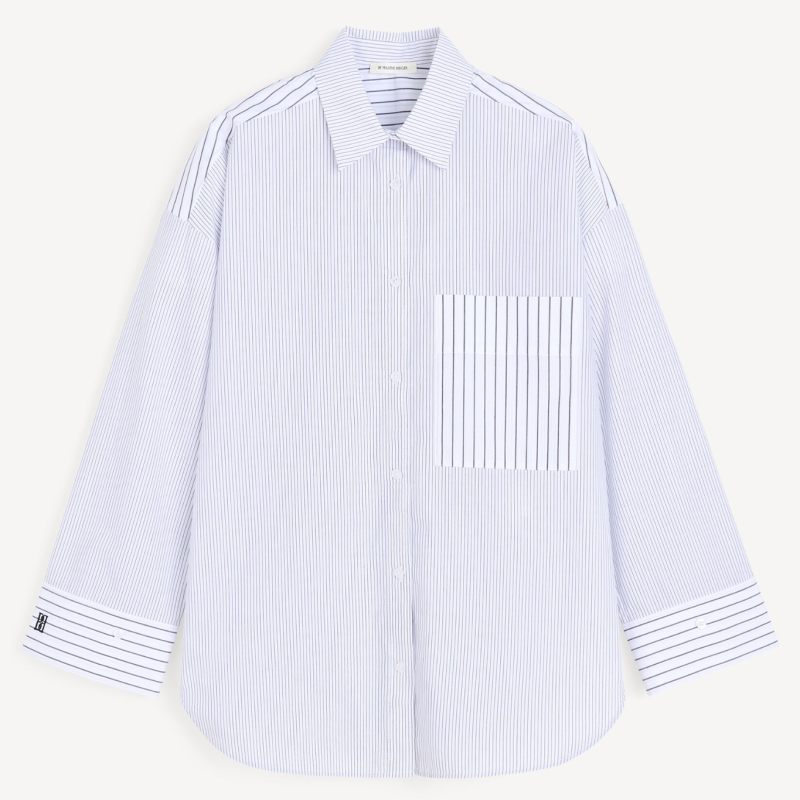 BY MALENE BIRGER DERRIS SHIRT BLACK WHITE MIX STRIPE