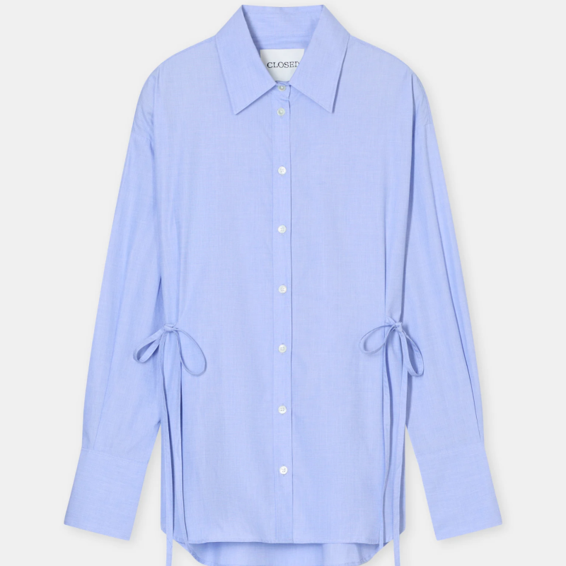 CLOSED BLOUSE WITH SIDE TIES SKY BLUE