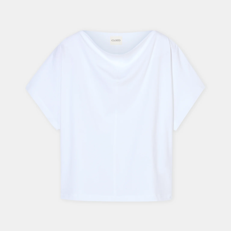 CLOSED DRAPED NECK T-SHIRT WHITE