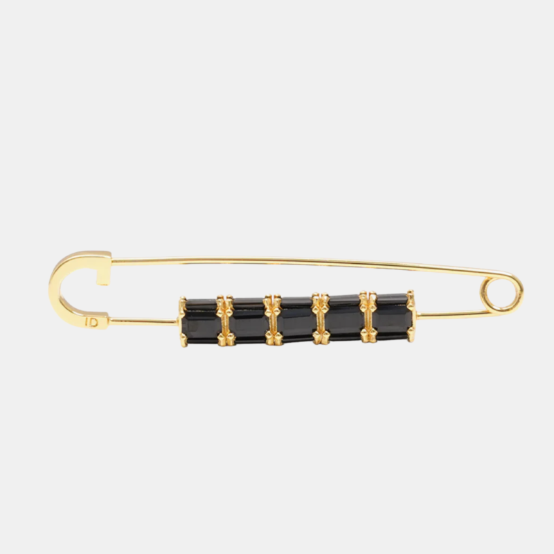 IZABEL DISPLAY COLORFUL BROOCH PIN BLACK GOLD
