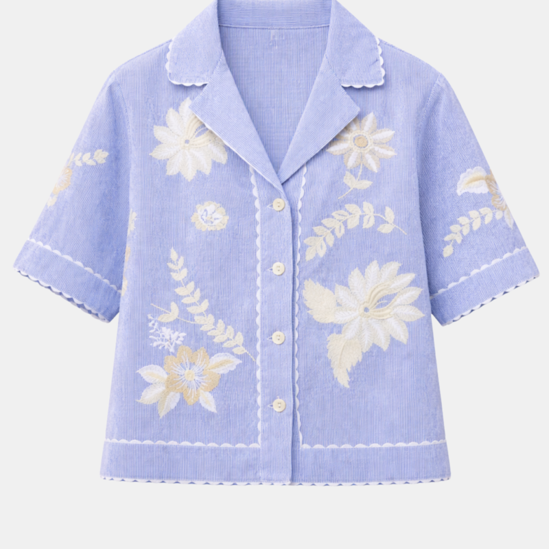 ROSE AND ROSE TIGER LILY BLOUSE BLUE STRIPE