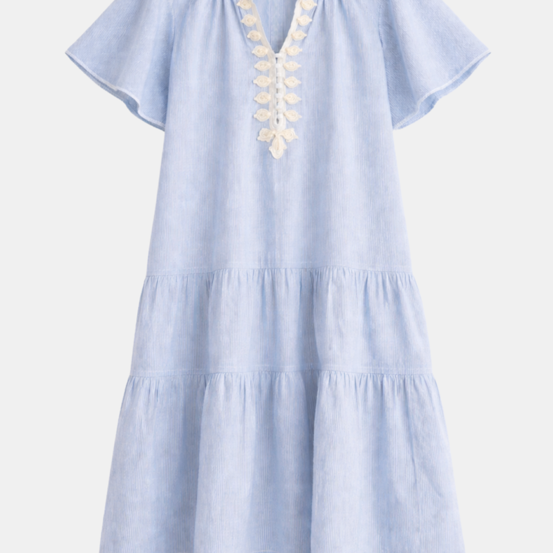 ROSE AND ROSE CARNATION DRESS BLUE STRIPE