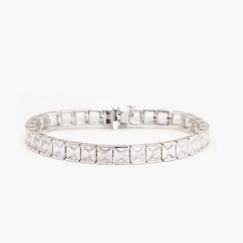 IZABEL DISPLAY THICK SQUARE TENNIS BRACELET WHITE GOLD