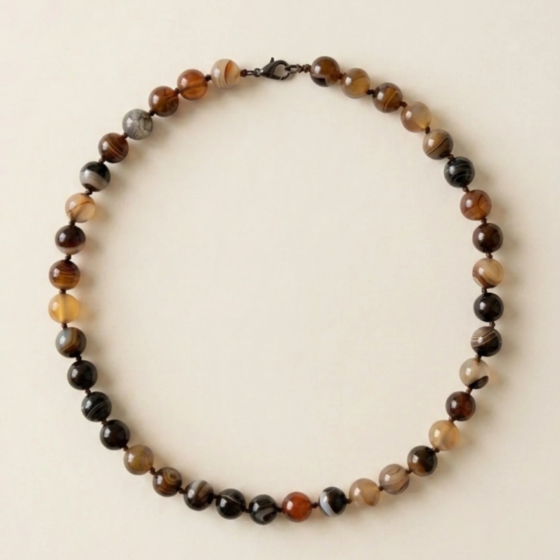 adelæ TYRA BROWN MIX BEAD NECKLACE