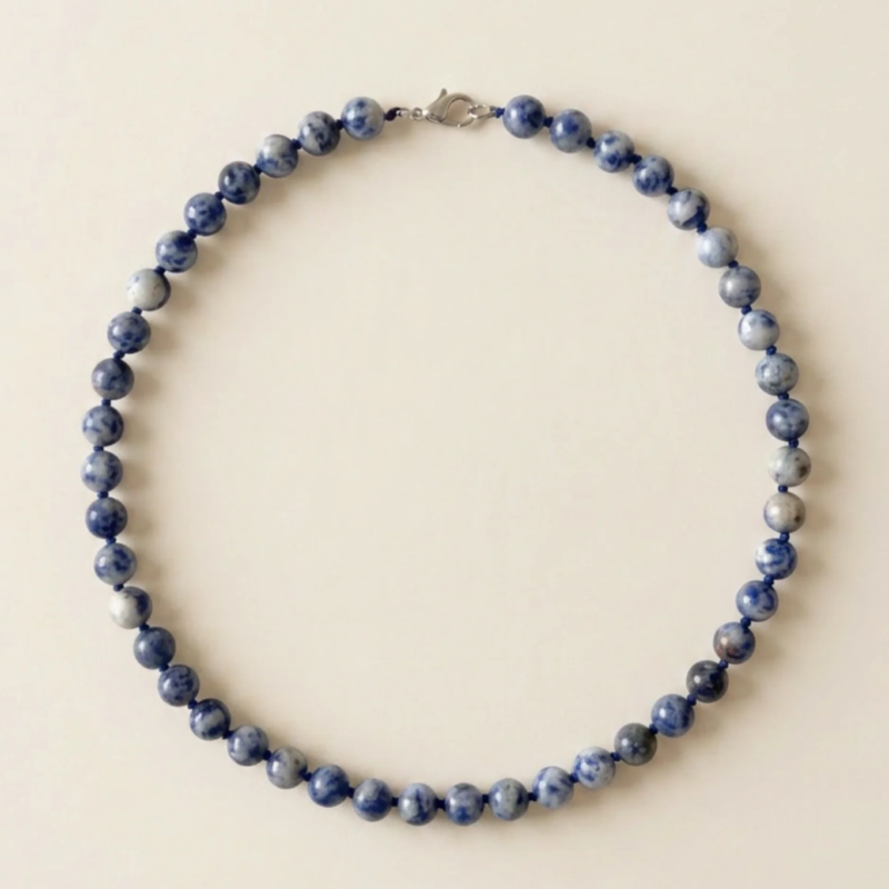 adelæ LOUISE BLUE MARBLE BEAD NECKLACE