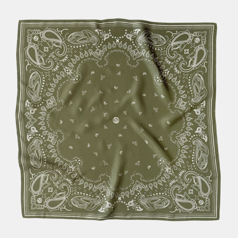 LESCARF PAISLEY SCARF OLIVE GREEN 65 CM