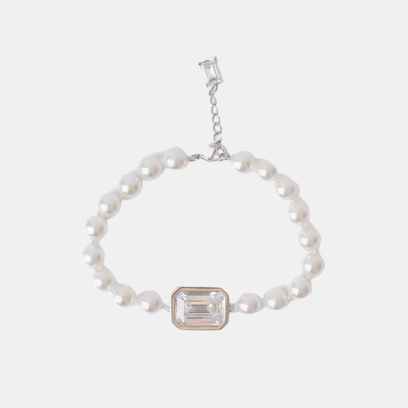 IZABEL DISPLAY MEGA PEARL BRACELET WHITE SILVER