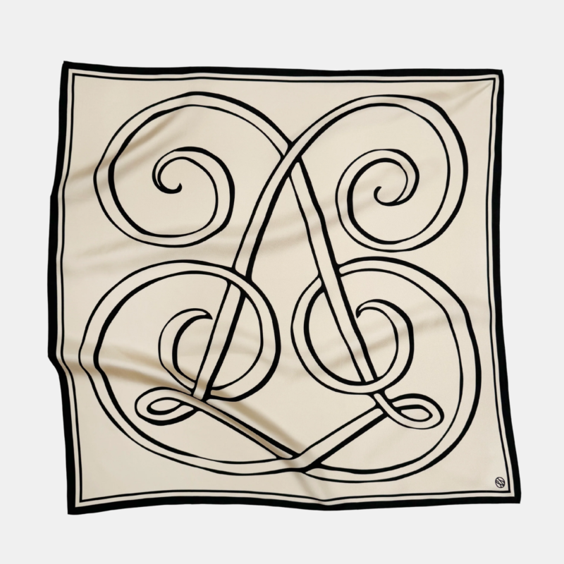 LESCARF MONOGRAM SCARF SAND 80 CM