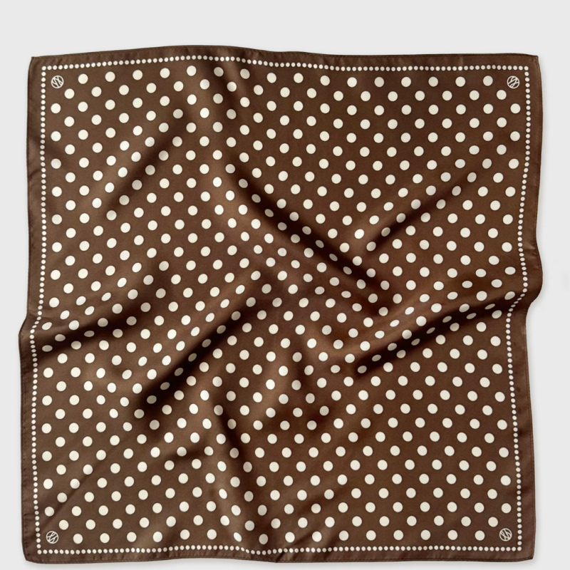 LE SCARF POLKADOT SCARF BROWN 50 CM