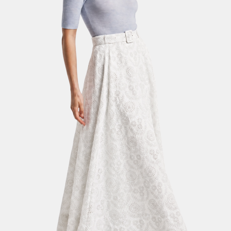 BY TIMO CHECKS MAXI SKIRT OFF WHITE
