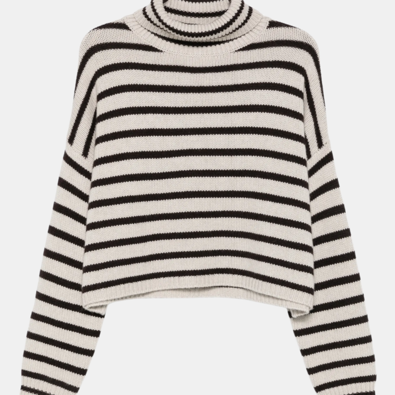 LISA YANG ZERLINA STRIPES SWEATER OYSTER DARK OAK STRIPES