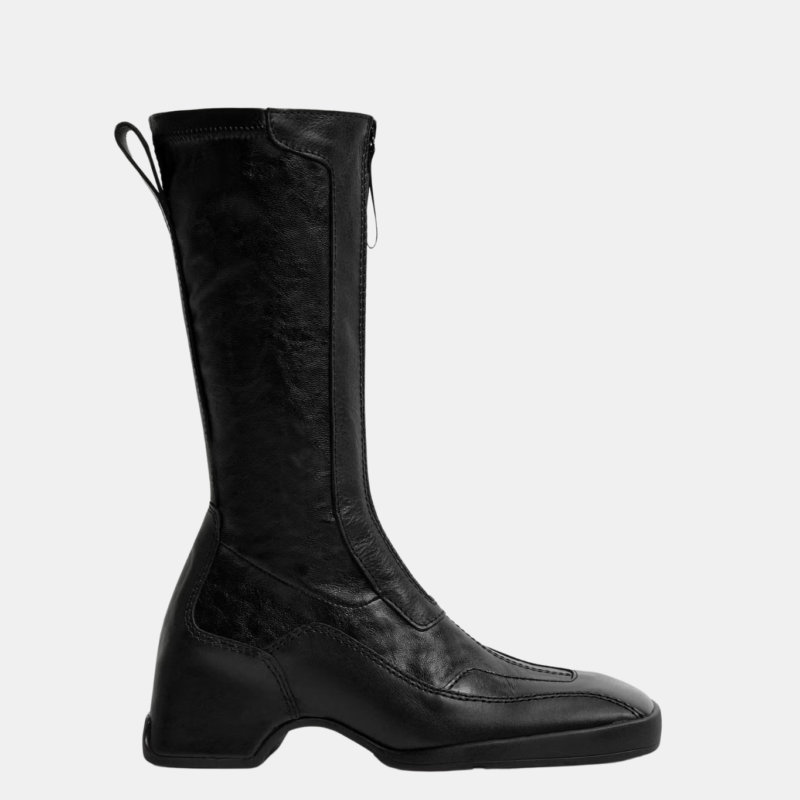 MIISTA VITO BLACK STRETCH ZIPPER BOOTS