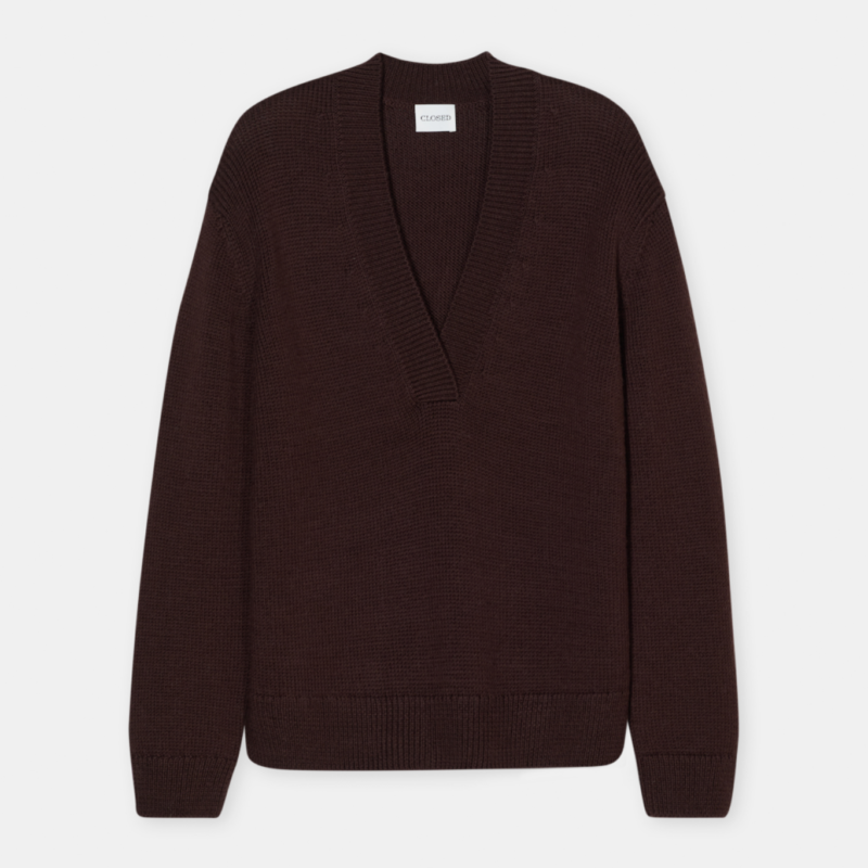 CLOSED V NECK LONG SLEEVE