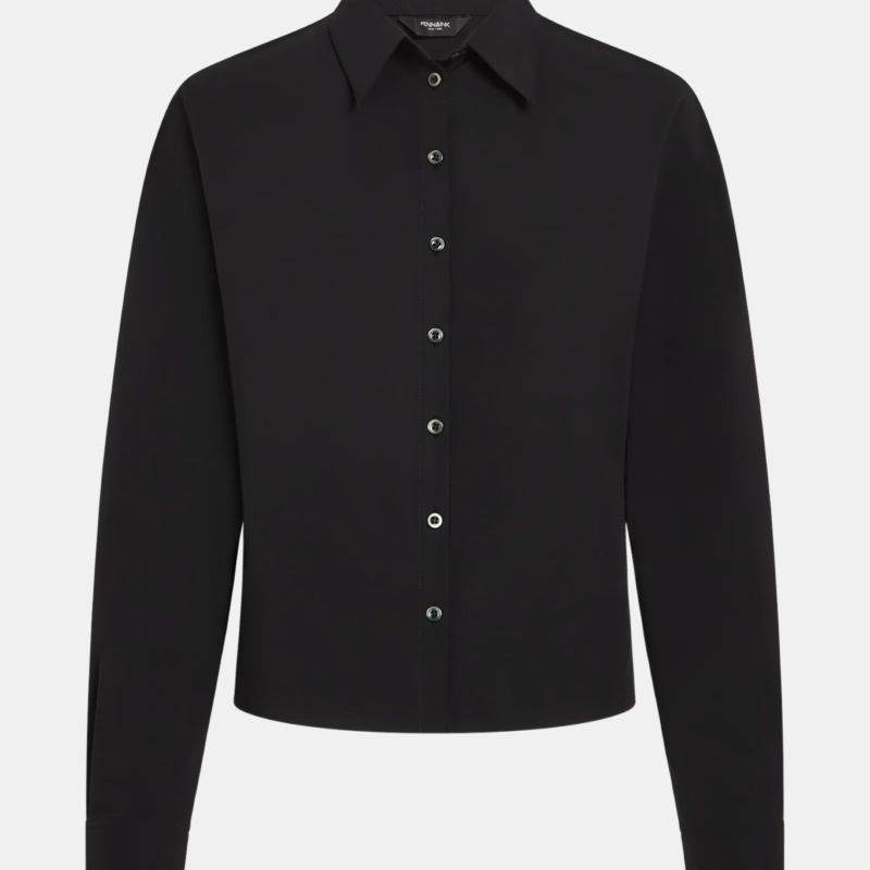PENN & INK LOWELL CROPPED SHIRT BLACK