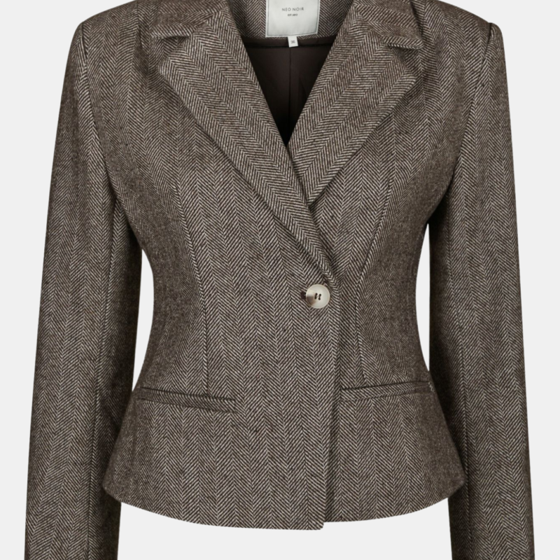 NEO NOIR VALIA HERRINGBONE S BLAZER DARK BROWN