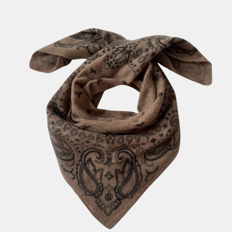 LESCARF CASHMERE PAISLEY SCARF GREIGE 65 CM