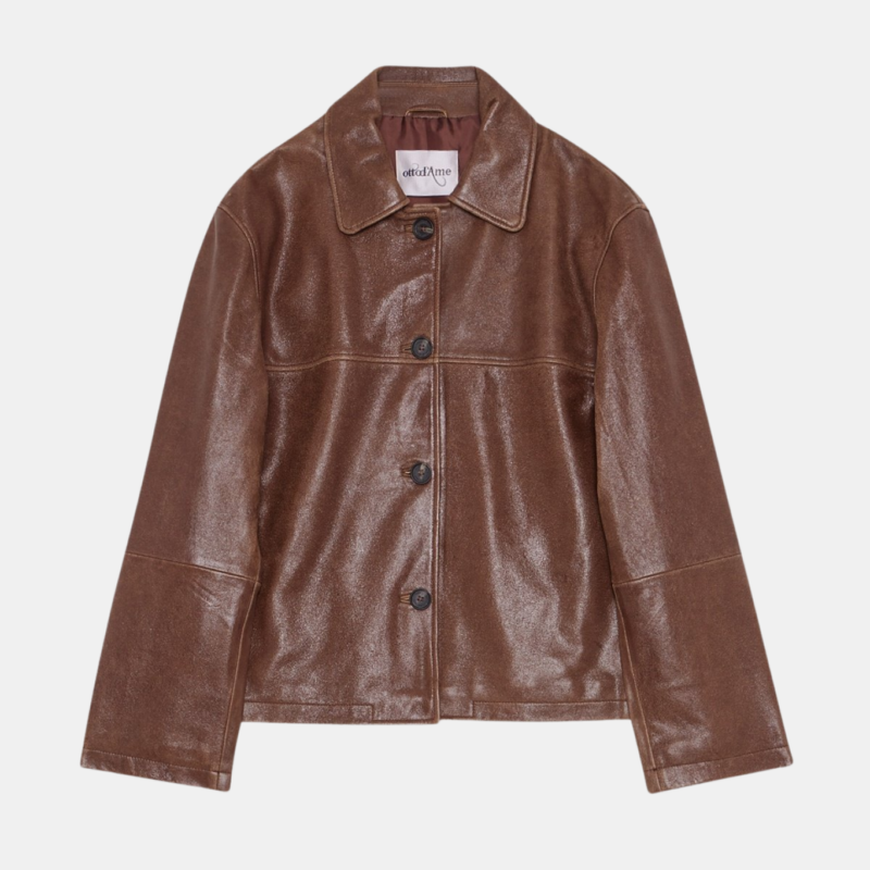 OTTODAME LEATHER CAR COAT VINTAGE BROWN