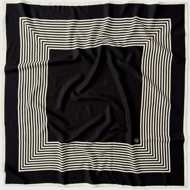 LESCARF WOOL STRIPED SCARF BLACK 90 CM