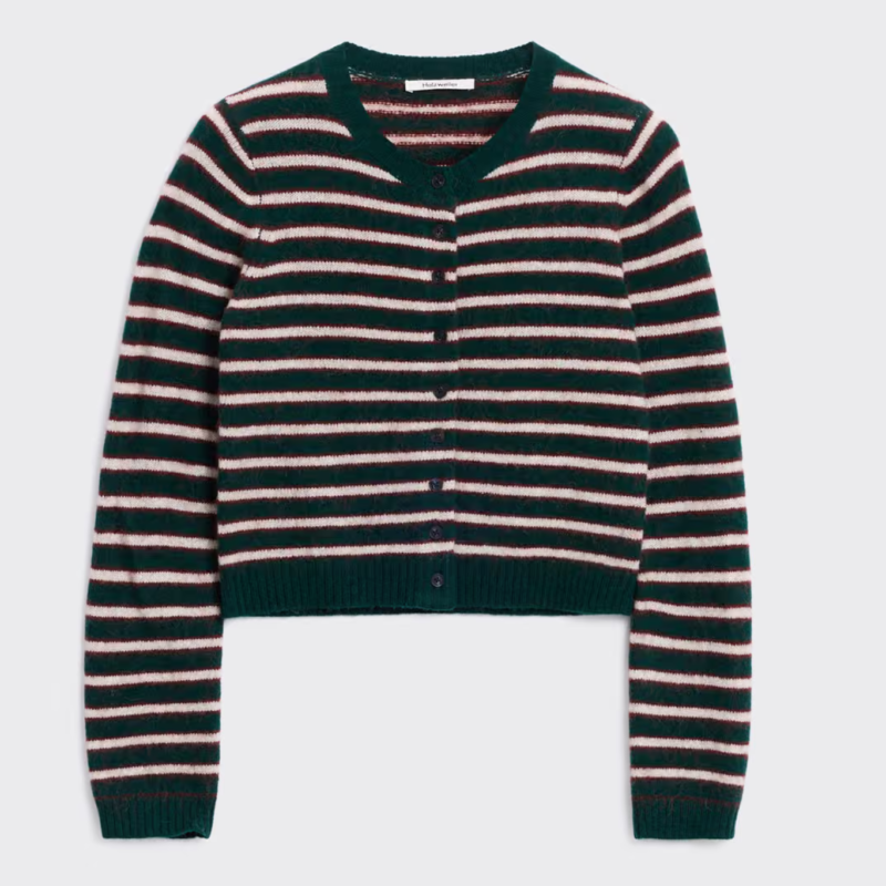 HOLZWEILER MIA STRIPE CARDIGAN GREEN STRIPE