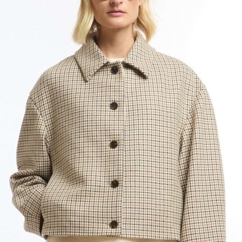 ONE AND OTHER NERA WOOL JACKET CAMEL CHECK