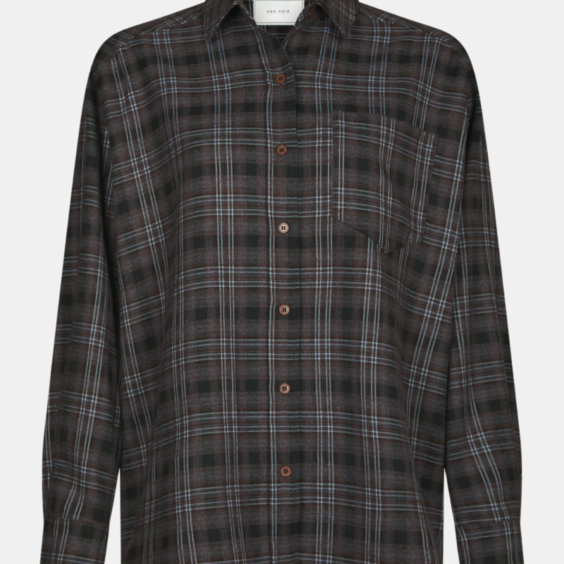 NEO NOIR DALMA FLANNEL CHECK SHIRT WARM GREY