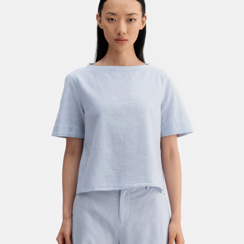 AHLVAR GALLERY LOLA LINEN TEE DENIM BLUE