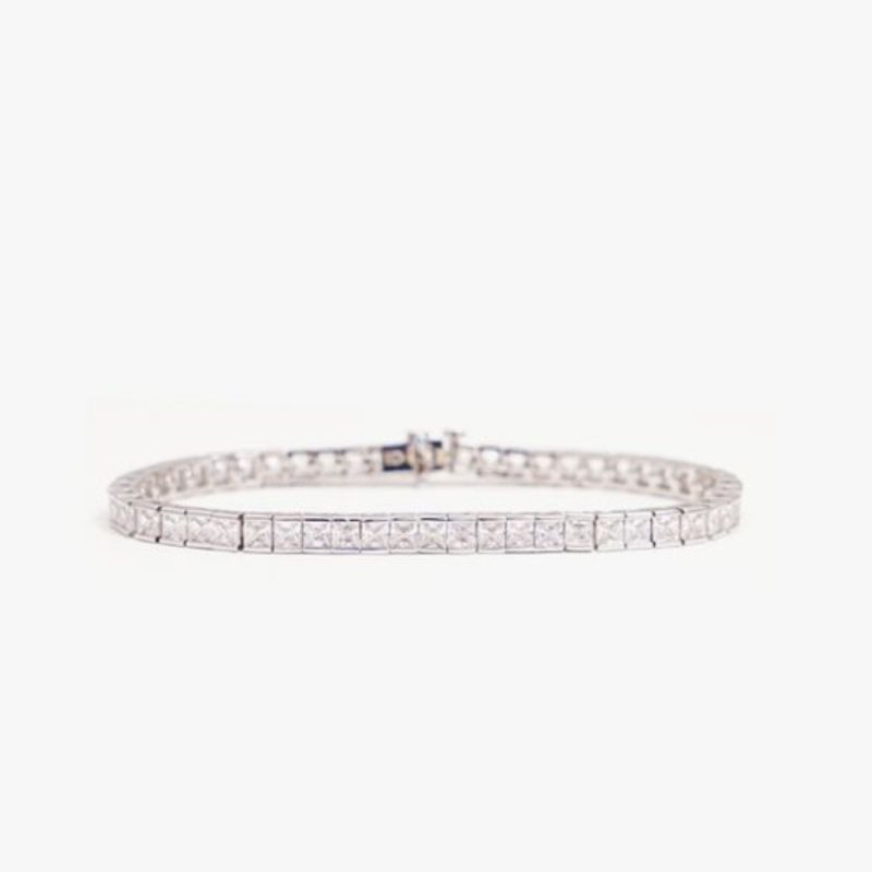 IZABEL DISPLAY SQUARE TENNIS BRACELET WHITE SILVER