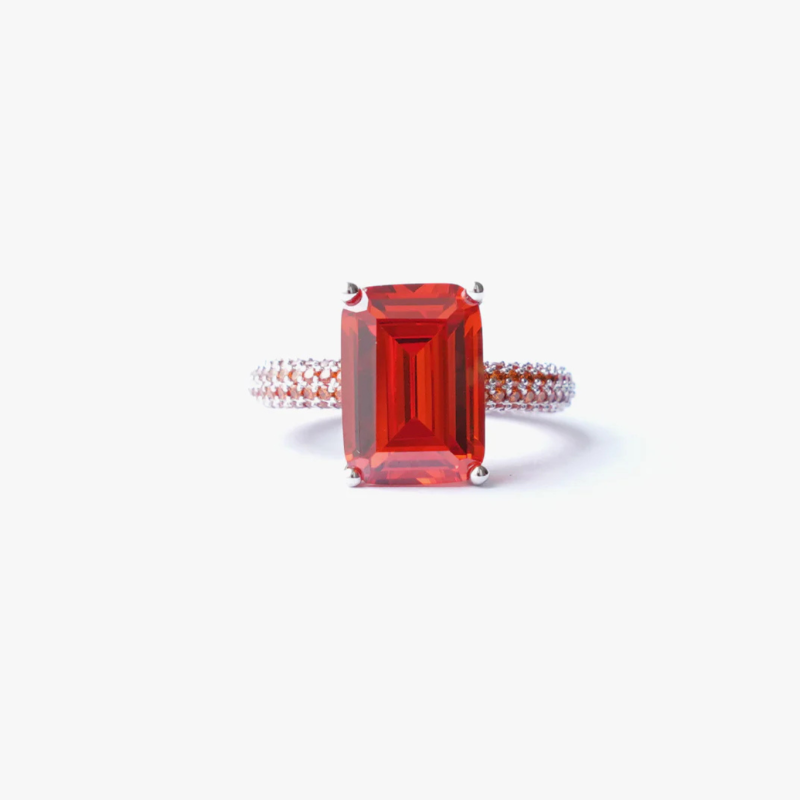MEGA RECTANGLE RING IN ORANGE SILVER