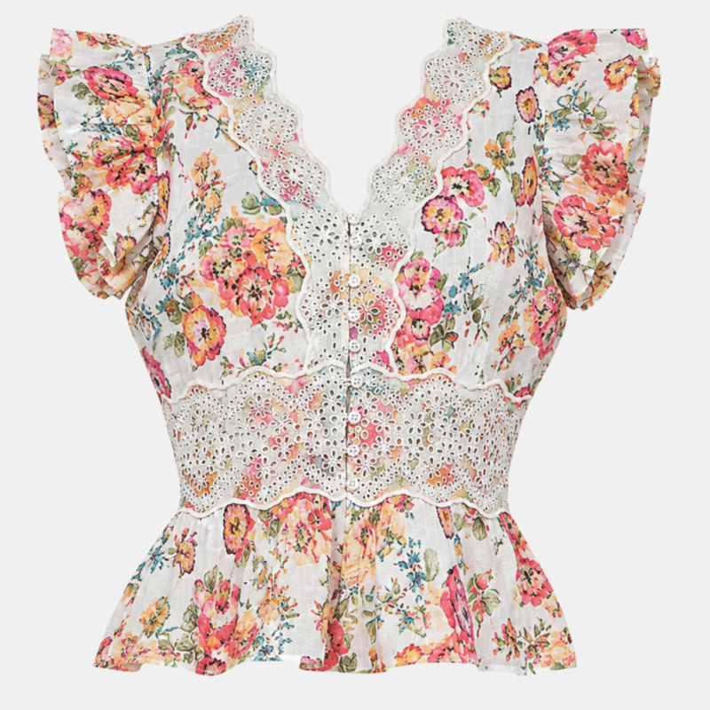 BY TIMO COTTON SLUB FLOUNCE TOP FLORA