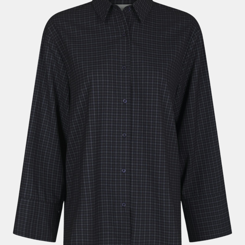 NEO NOIR DITA CHECK SHIRT DARK BLUE