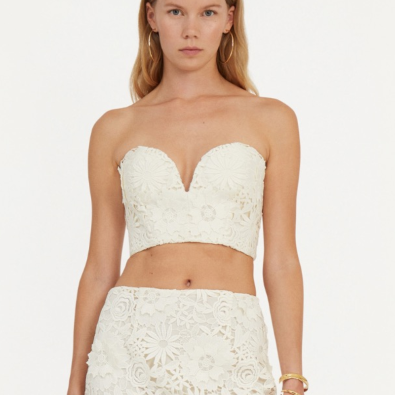 3D LACE CORSET TOP IN EGRET
