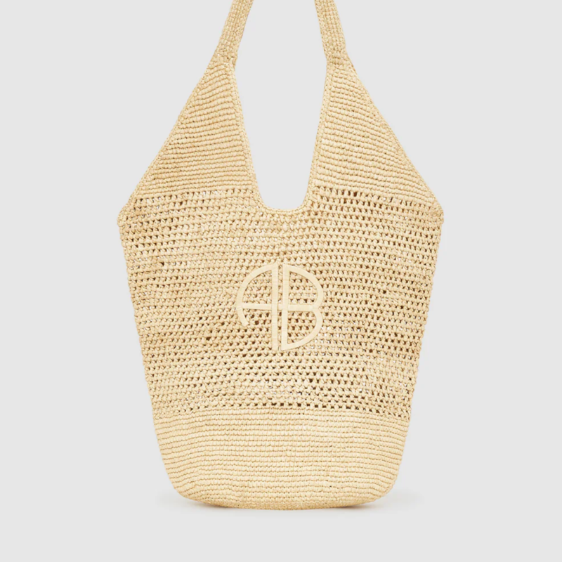 ANINE BING LEAH LOGO HOBO RAPHIA NATURAL