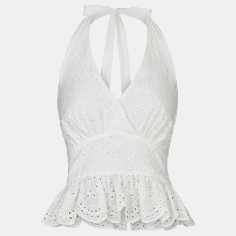 RIBBI HALTER NECK TOP IN WHITE