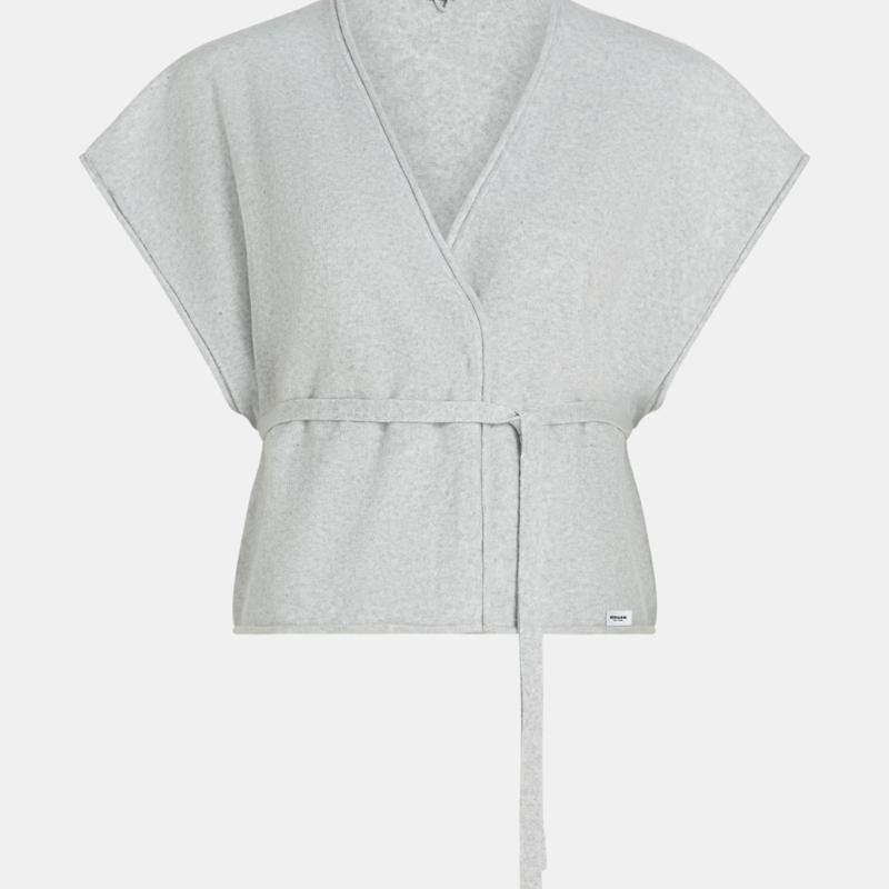 PENN & INK WRAP CARDIGAN GREY MELANGE