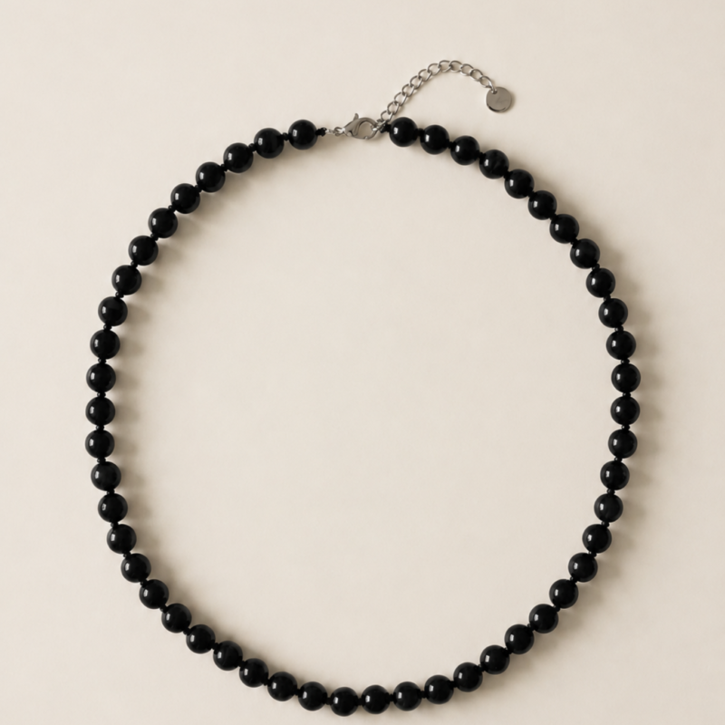 adelæ FREJA BLACK BEAD NECKLACE