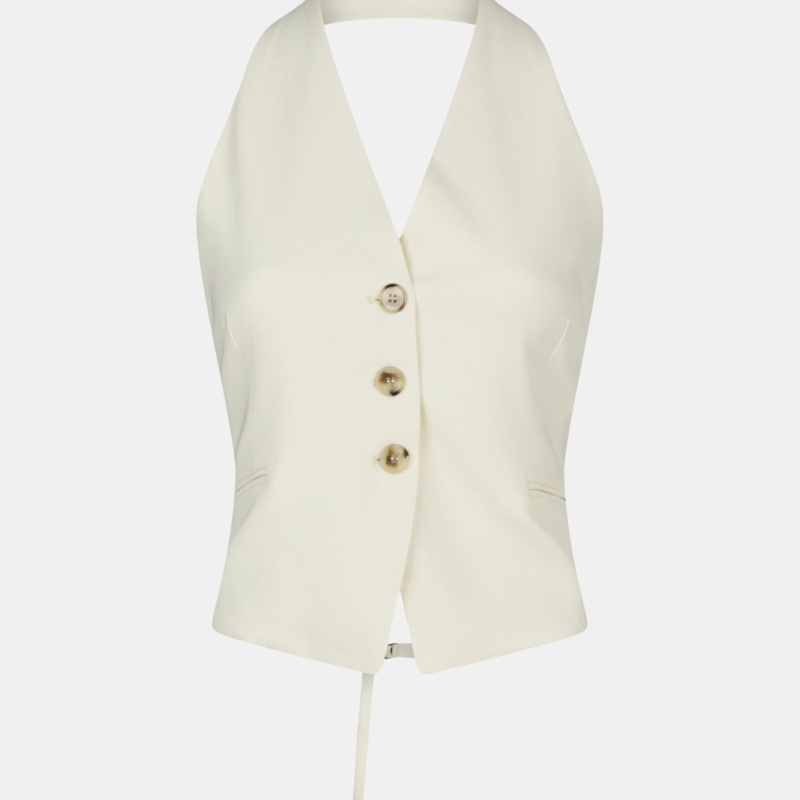 EZZA STRUCTURE HALTERNECK VEST IN OFF WHITE