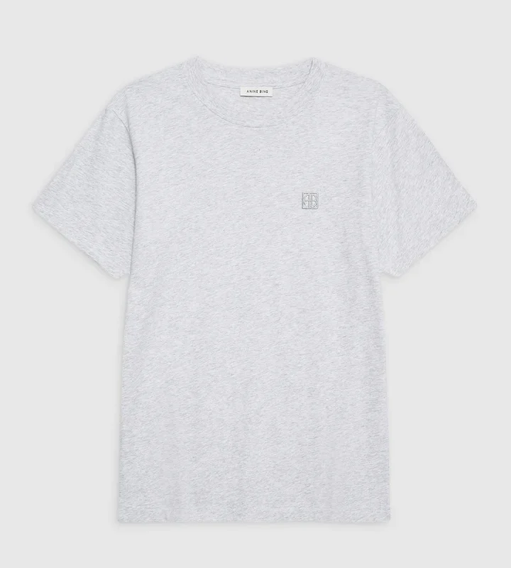 LILI TEE FRAMED MONOGRAM IN HEATHER GREY