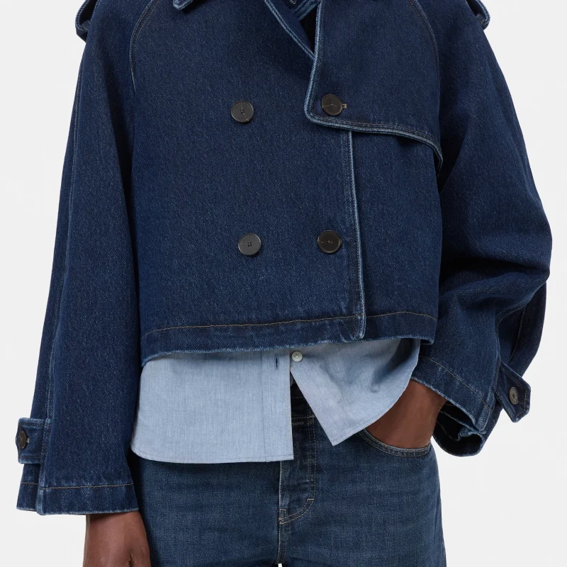 CROPPED TRENCH IN DARK BLUE