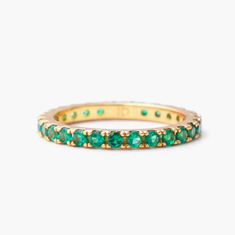 COLORFUL SLIM RING IN GREEN GOLD